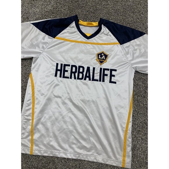 Vintage MLS Los Angeles Galaxy David Beckham Soccer Jersey XL Stitched Herbalife - Picture 2 of 8